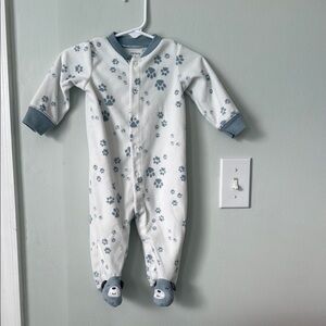 Carter's White and Blue Footie One Piece with Built-in Feet